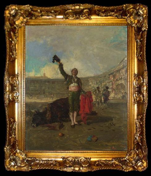 framed  Mariano Fortuny y Marsal The Bull-Fighters Salute, ta009-2
